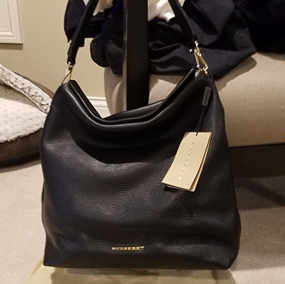 Black Leather Burberry Shoulder Bag
